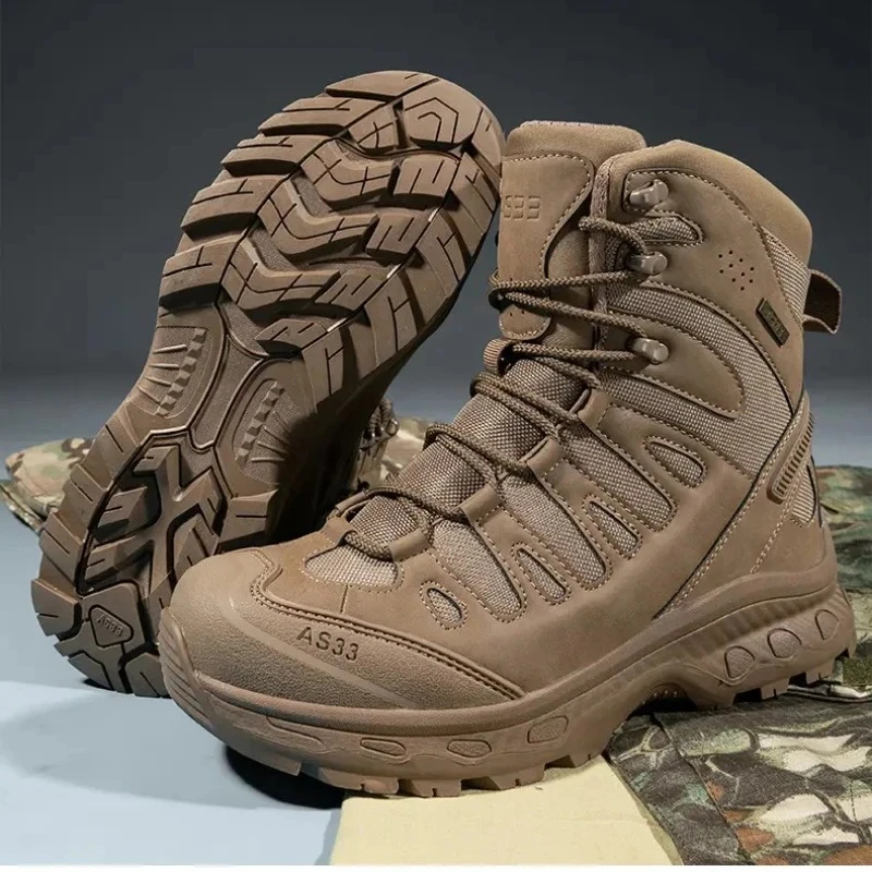 

Outdoor Must-have Khak High-top Tactical Boots Wear-resistant Super Awesome Non-slip Outsole To Help Conquer The Mountains