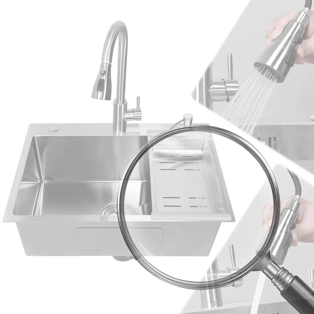 

Household Dishwasher Sinks Drop-In Multifunctional Sink with Faucet and Multiple Accessories for Laundry Room Bathroom Farmhouse