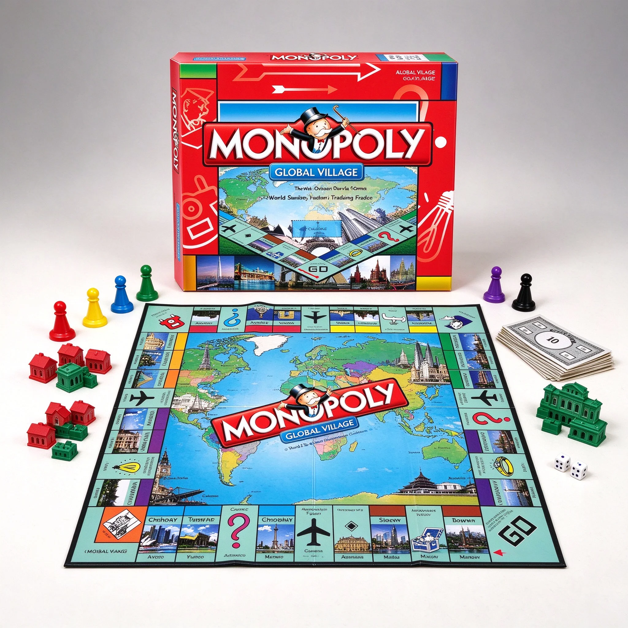 Premium MONOPOLY GLOBAL VILLAGE Board Game - Exquisite Craftsmanship for Tabletop Gamers, Gaming - English Version