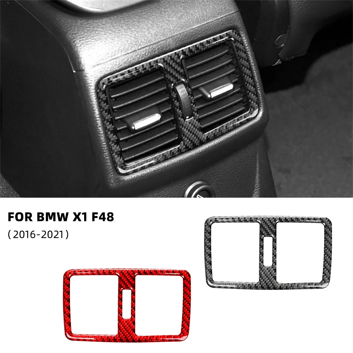 

For BMW X1 F48 2016-2021 Car-styling Carbon Fiber Car Rear Air Conditioning Vent Frame Decorative Accessoire Voiture Stickers