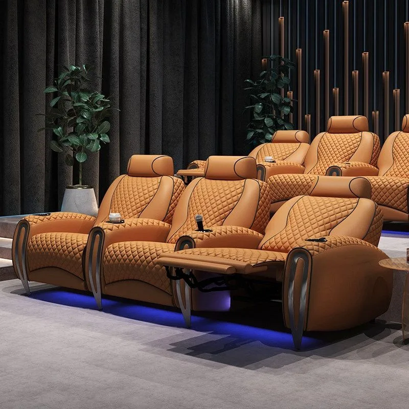 Private home theater functional sofa three-person leather villa film and television hall video room electric recliner
