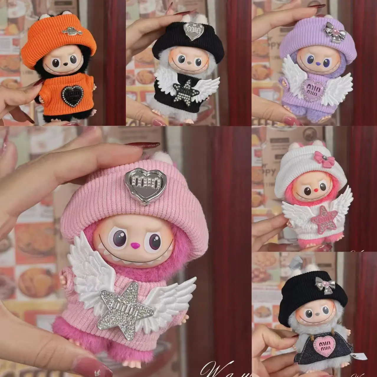 Mini Luxury Clothes for 10cm Labubu V4 Korea Classic Style Dress Set Fashion Clothes for Mini Labubu 4.0 Dolls Accessories