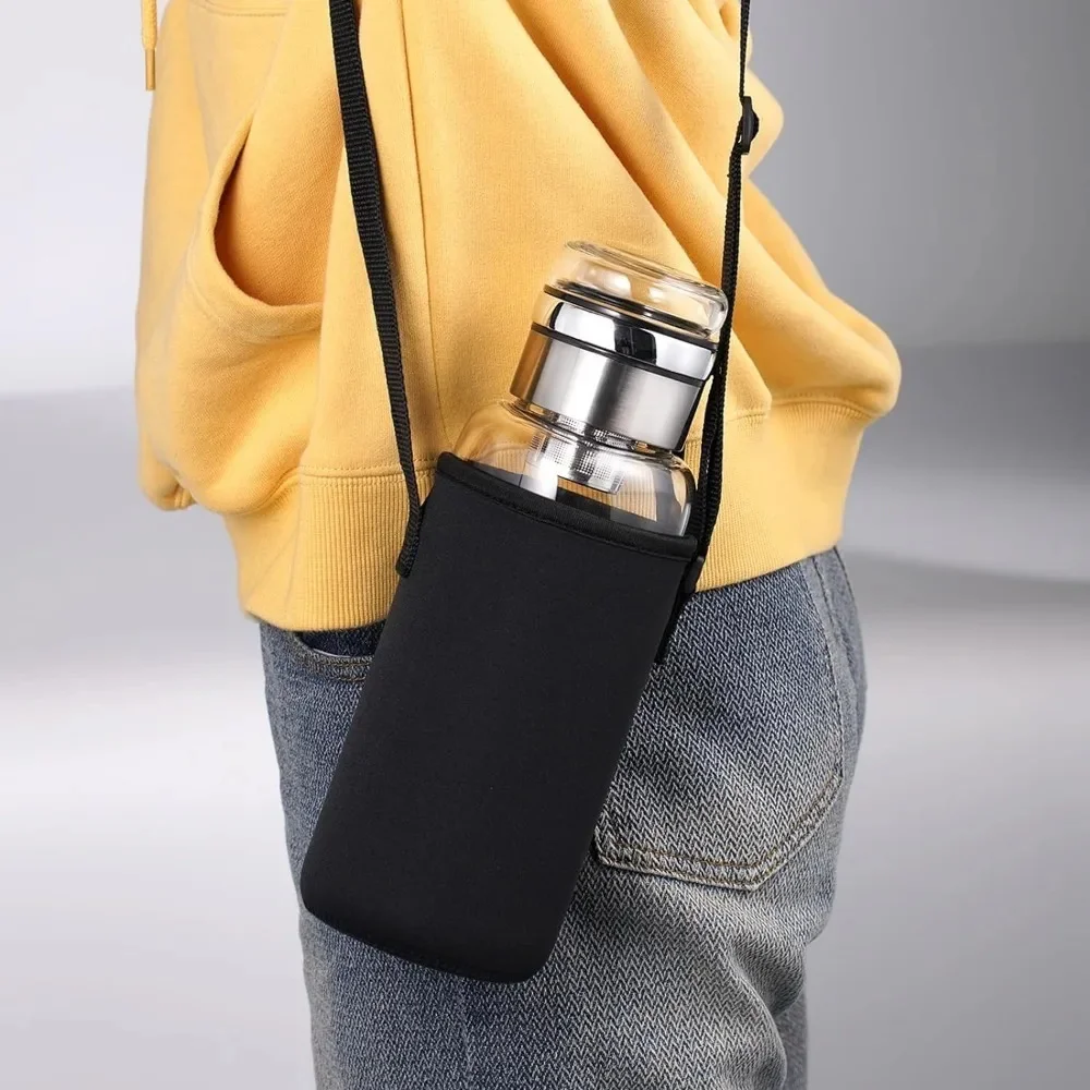 1pc Portable Glass Water Bottle 32 oz Transparent Milk Juice Cup with Stainless Tea Infuser Sport Water Bottles for Gym Hiking C