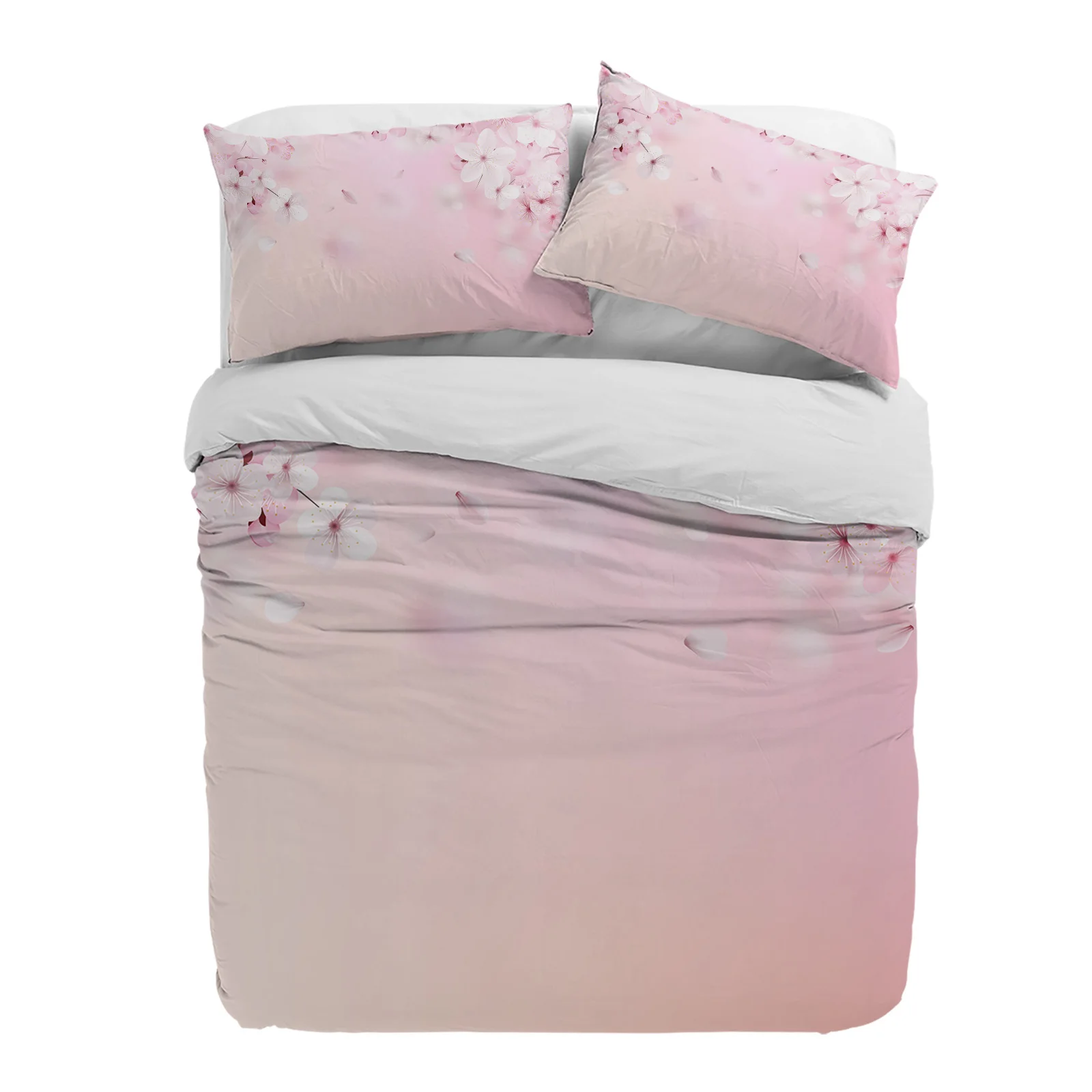 Spring Flower Peach Blossom Pink Cherry Blossoms Duvet Cover With Pillow Case Bedding Set Quilt Cover Double Bed Home Textile