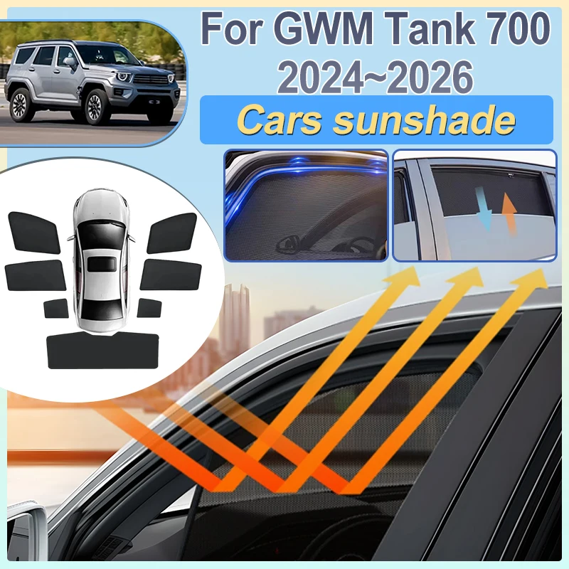 

For GWM Tank 700 2024 2025 2026 Car Side Window Sun Shade Privacy Curtain Rear Windshield Mesh Sun Visor Covers Auto Accessories