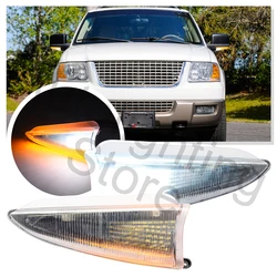 2PCS Dynamic LED amber Side marker Light For Ford Expedition 2003-2006 For Lincoln Navigator cover side mirror white puddle lamp