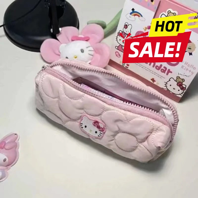 Sanrio Hello Kitty Pencil Case Cartoon Anime Cute KT Cat Pencil-box Fashion Students Stationery Learning Supplies Holiday Gifts