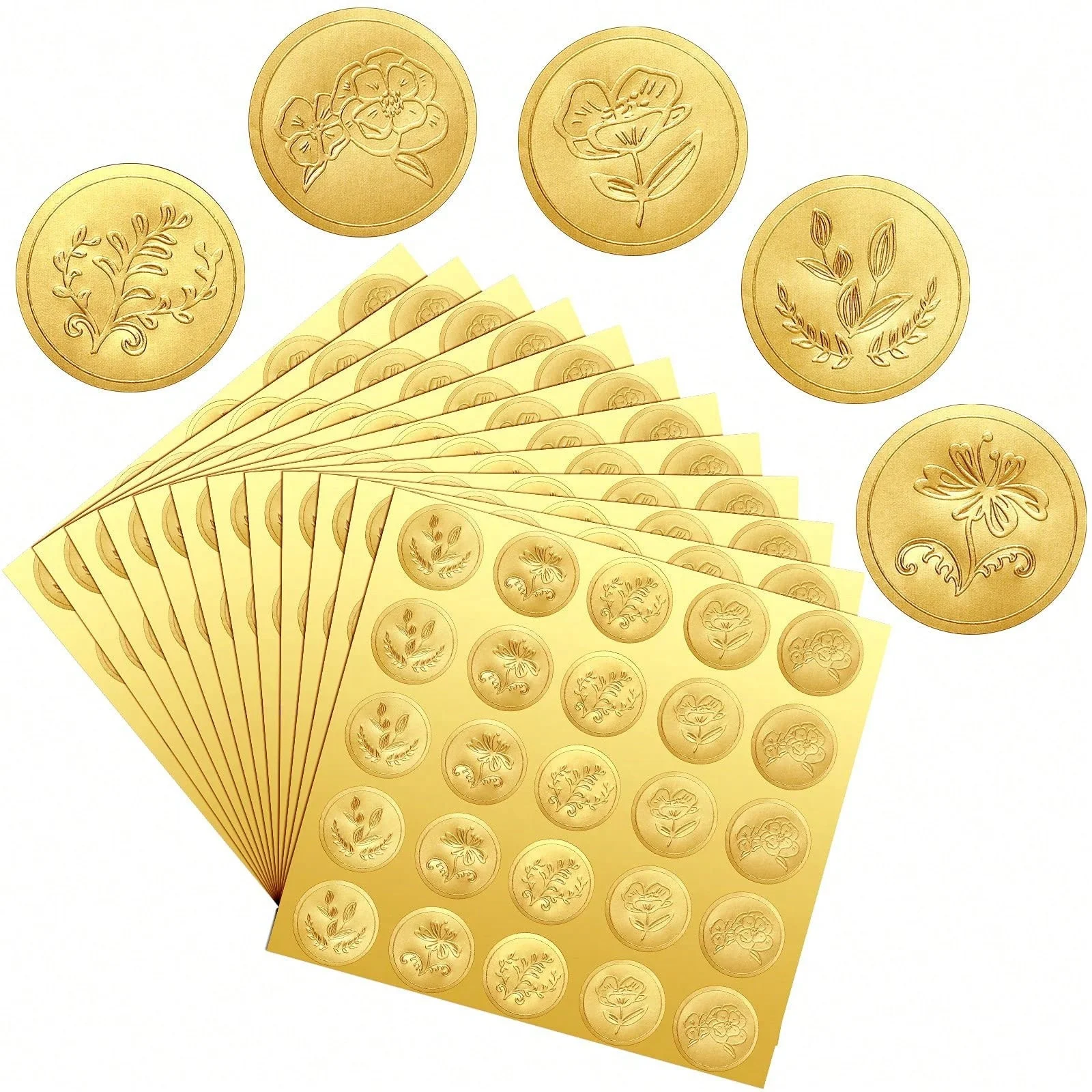 100 stuks goud reliëf lakzegel envelop stickes, vervanging van lakzegels, voor wenskaarten, cadeau decoratie