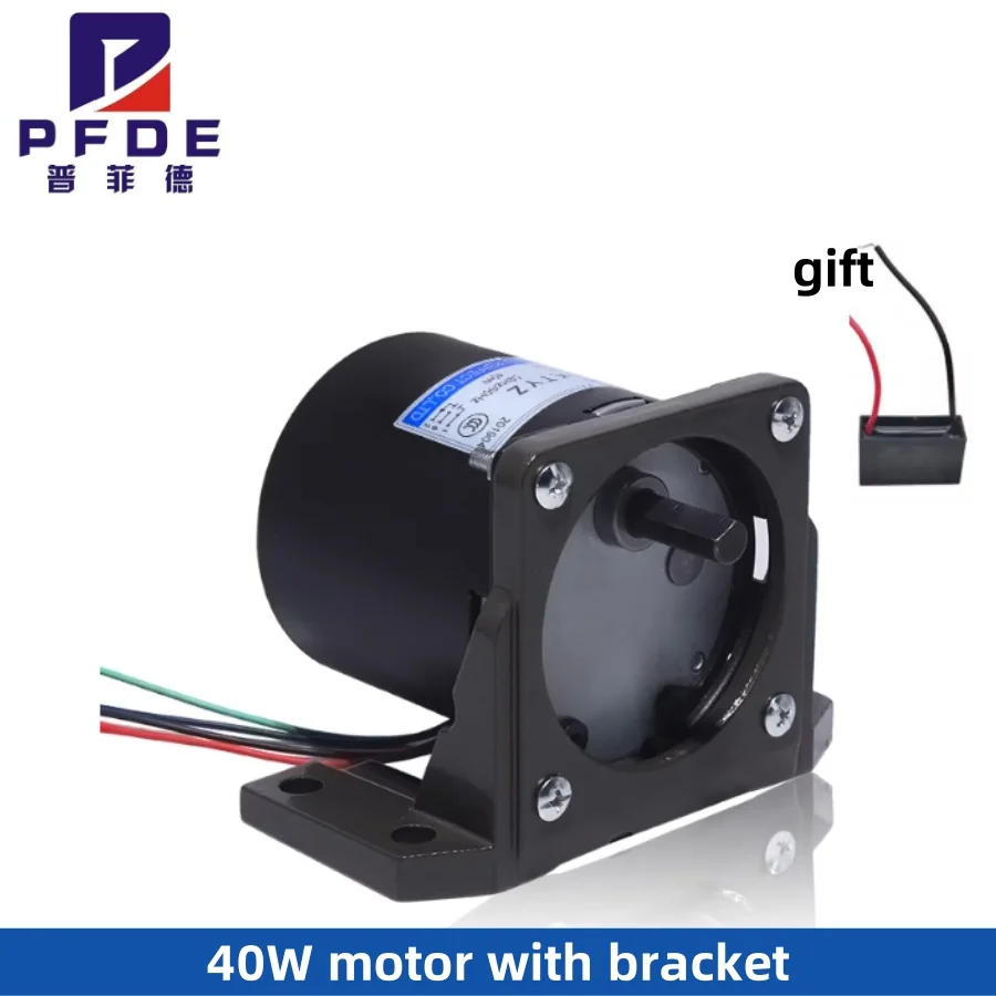 70KTYZ 40W  AC Permanent Magnet Synchronous Motor  AC 220V CW/CCW Low Speed Motor with bracket 1.5/2.5/5/15/20/50/80/110rpm