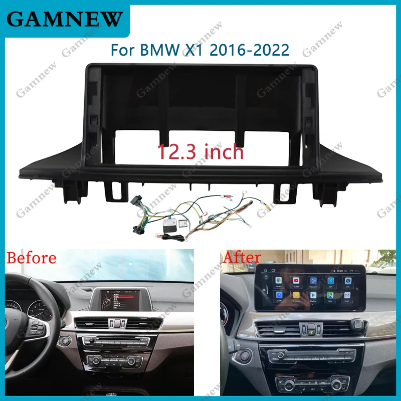 12,3-calowy adapter samochodowy Canbus Box Dekoder Android Radio Audio Dash Zestaw montażowy panelu do BMW X1 2016-2022