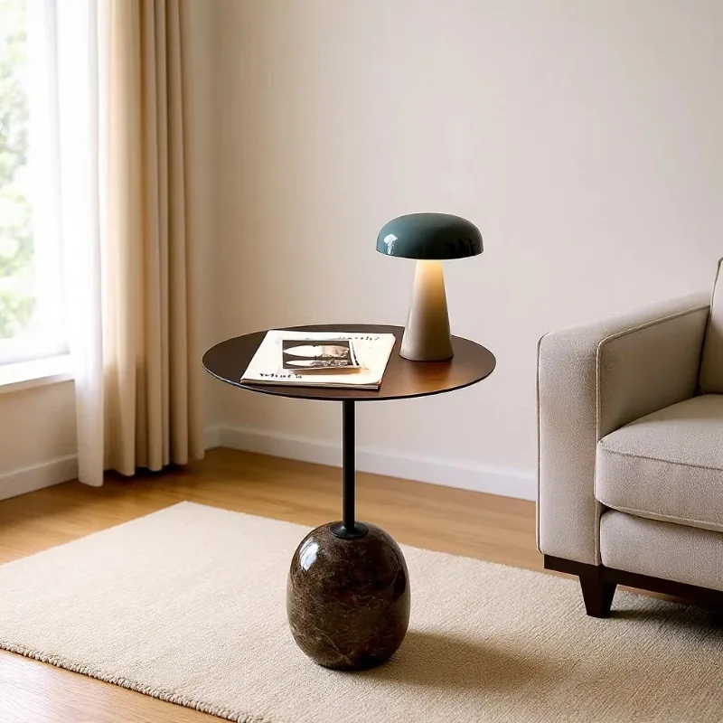 Minimalist marble soft decoration model room, bedroom, Nordic sofa, corner, round edge