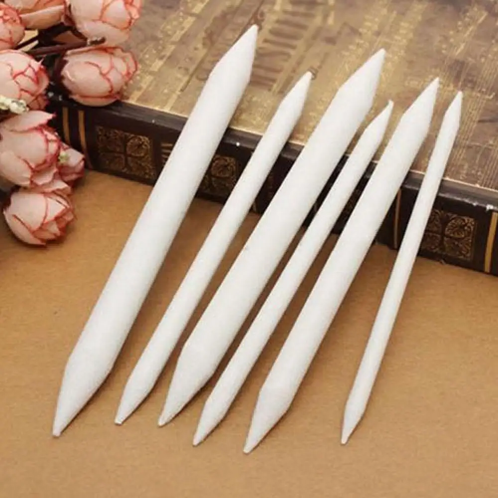 6Pcs Paper Art Drawing Pencil Stump Sketch Pastel Blending Smudge Tortillon Shadow Dark Area Stomp Color Paintbrush