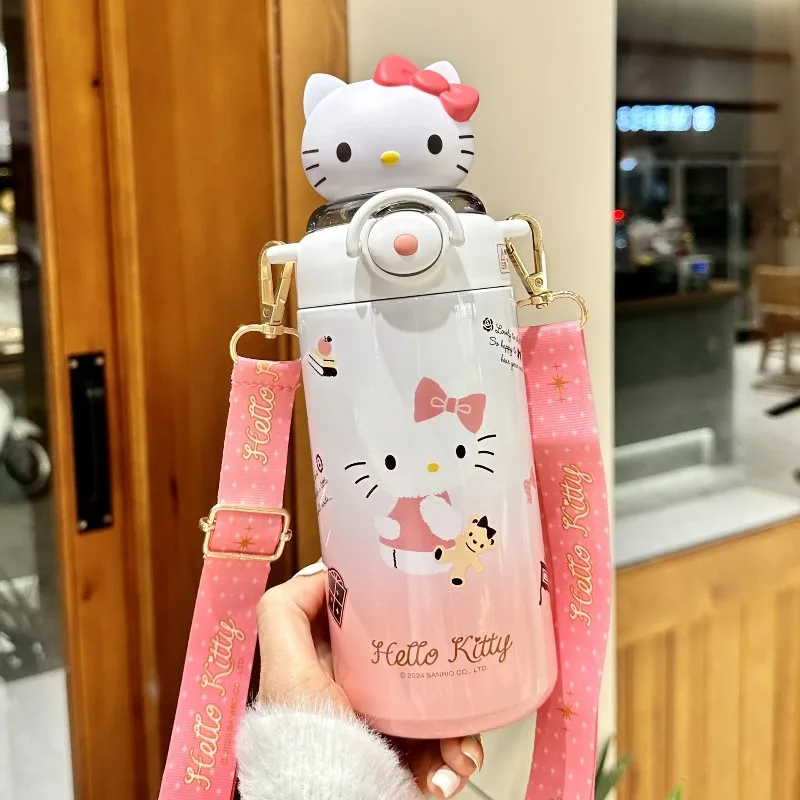

Sanrio Hello Kitty Kuromi Melody Kids Insulated Water Bottle Cute Girls School Straw Cup