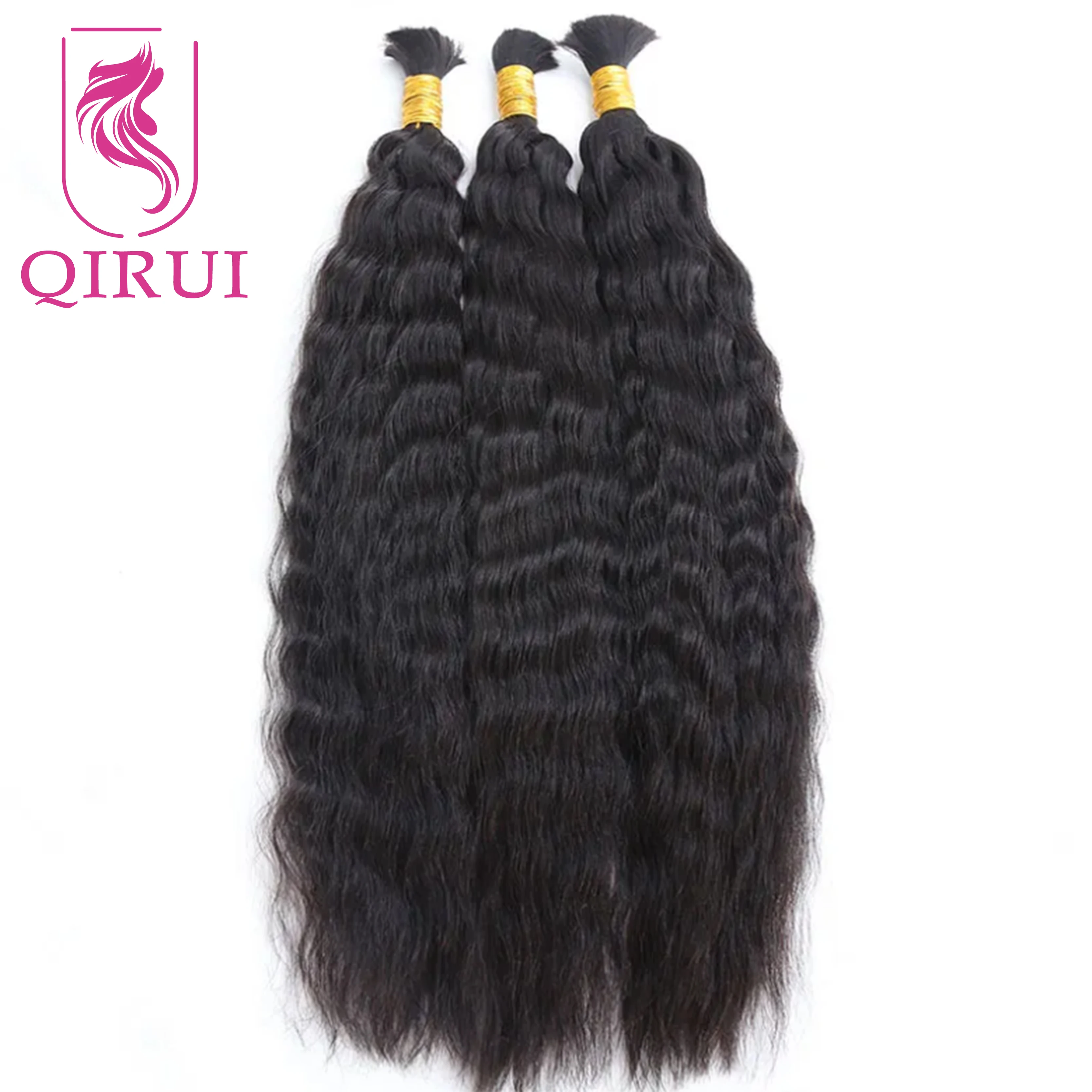 Wet And Wavy Bulk Human Hair For Braiding Color 27 30 Double Drawn Wholesale Burmese Boho Braids Bulk Human Hair Bundles No Weft