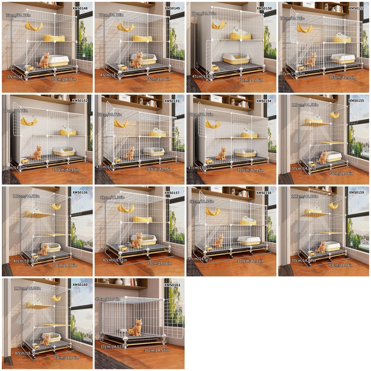 قفص قطط داخلي منزلي مكون من طابقين، مرحاض مساحة مجانية، متكامل غير مشغل، عش القطط، منزل قطط من الحديد المطاوع #6