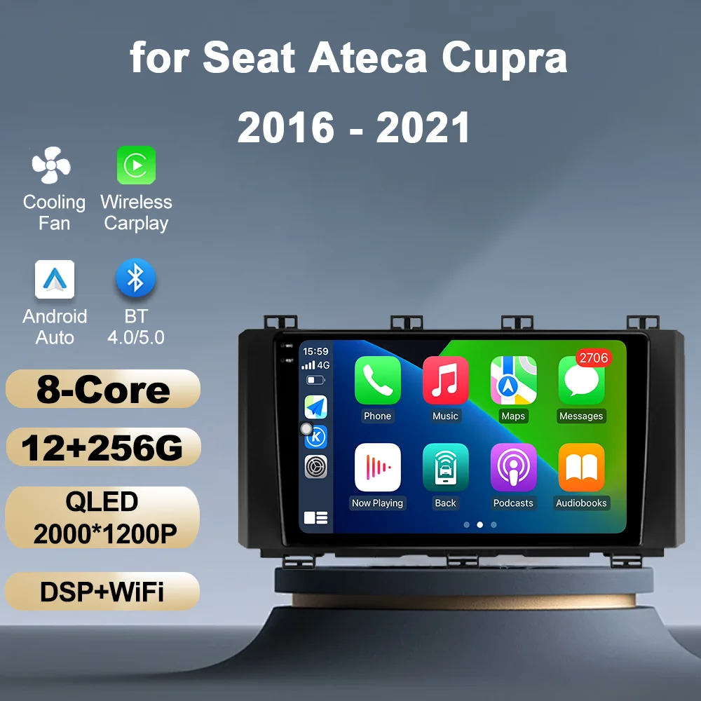 

Car Radio Video Mulltmedia Player for Seat Ateca Cupra 2016 - 2021 Navi GPS Android OS Wireless Carplay WiFi DSP Stereo No 2 din