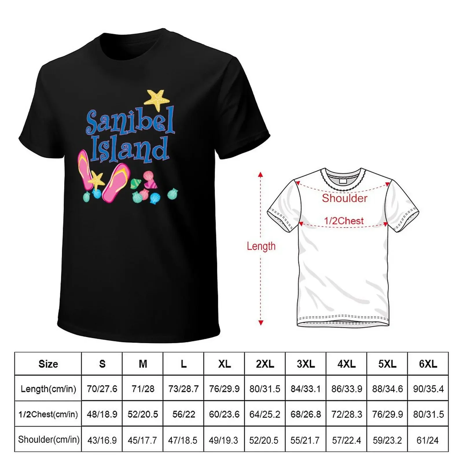 Sanibel Island Florida Seashells and Flip Flops T-Shirt oversized t shirt Blouse cute tops customizeds tee shirts for men