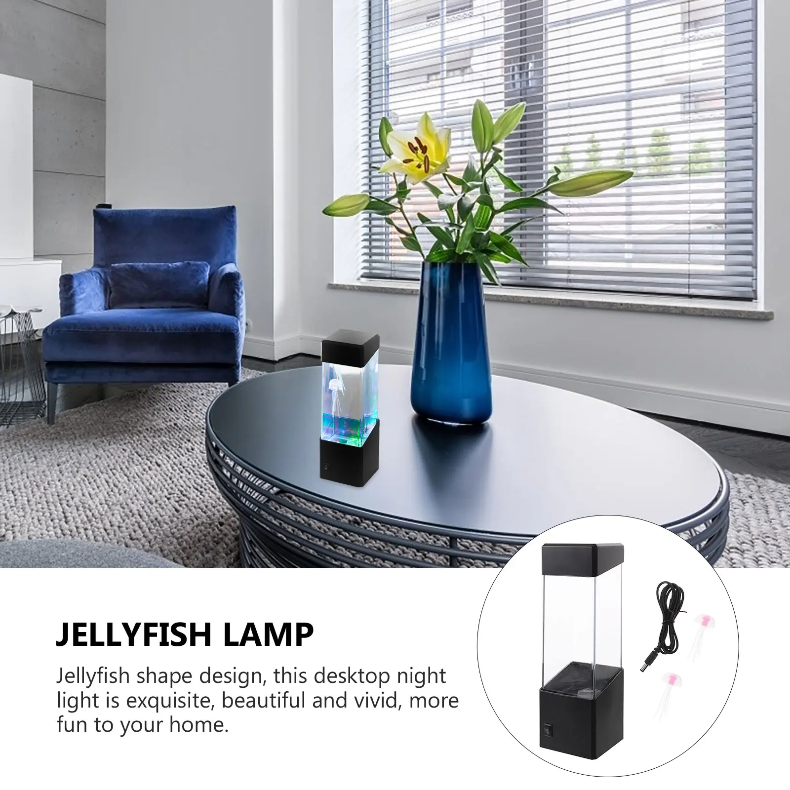

Jellyfish Desktop Color Changing Night Light Home Decor Aquarium Mood Lamp Simulation LED Nightlight for Bedroom Living Room