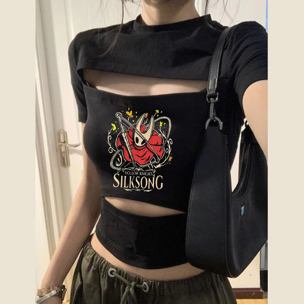 Hollow Knight cropped top shoujo graphic goth kawaii harajuku gyaru tshirt manga harajuku vintage gyaru goth