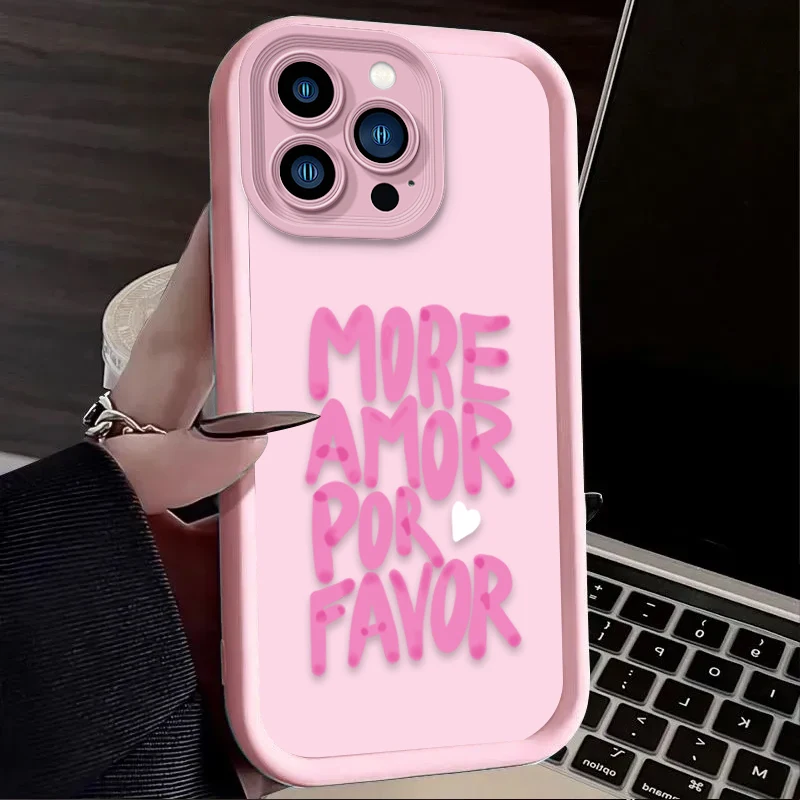 Case for iPhone 16 15 14 13 12 11 Pro Max XS X XR 8 7 6S Plus SE 2020 Shockproof Silicone Maximalist More Amor Por Favor Cover