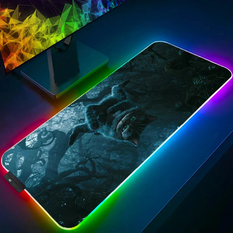 لوحة ماوس RGB أليس في بلاد العجائب Lockedge بإضاءة خلفية للألعاب XXL ملحقات لوحة مفاتيح ألعاب الكمبيوتر LED حصيرة ماوس مكتبية #4