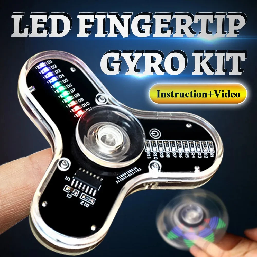 Diy fidget topo kit giros de ponta do dedo com led fabricação de solda aprendizagem kit eletrônico diy