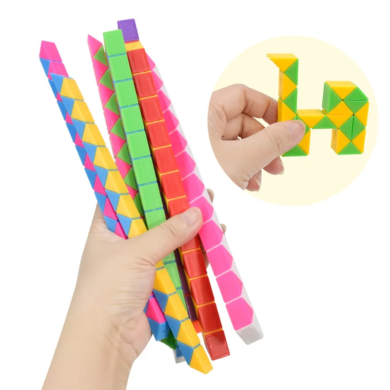 24 Blocks Magic Snake Cube, Twist Puzzle Toy Can Be Shaped into Various Attractive Figures, Transformable Brain Teaser