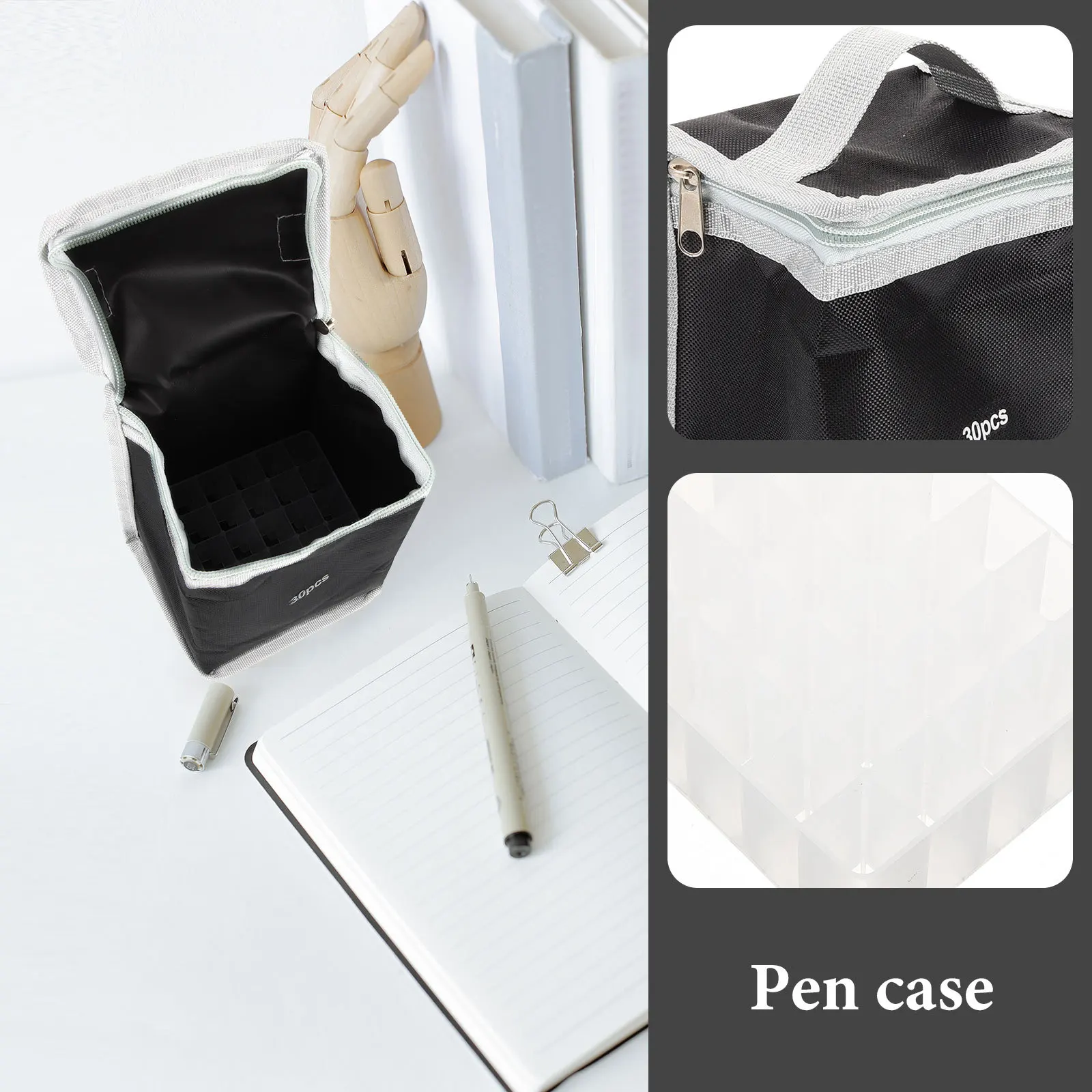 

1Set Marker Bag Holder Slots Base Organizer Portable Carrying Case Large Capacity Marker Pen Storage Pen Case Handle Pencil Bag