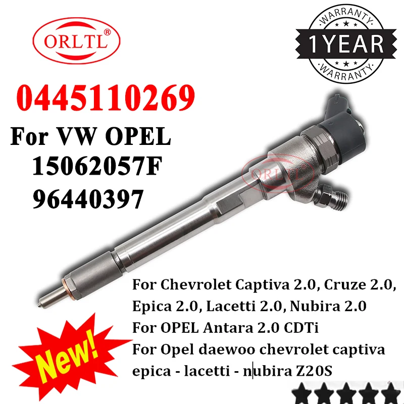 

0445110269 Common Rail Fuel Injectior 0 445 110 269 Injector Nozzle 0445 110 269 For Chevrolet Captiva VW OPEL 96440397 15062057