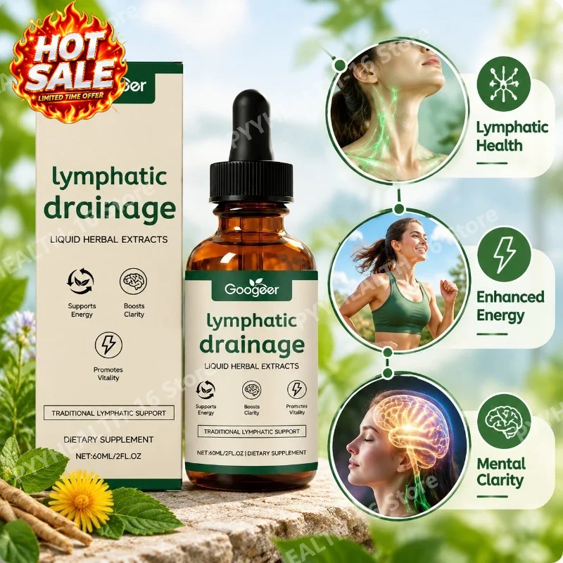 Lymphatic Drainage Herbal Drops for Lymph Support,Energy & Mental Clarity with Red Clover,Uncaria and Zanthoxylum Bark 60 ML
