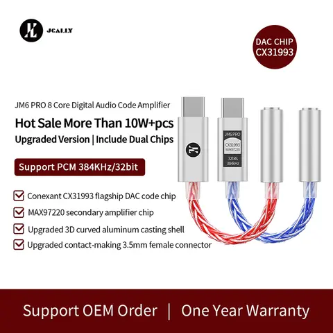 JCALLY JM6 Pro Type-C to 3.5mm CX31993 digital audio portable decoding amp Hifi DAC mobile headset USB JM11