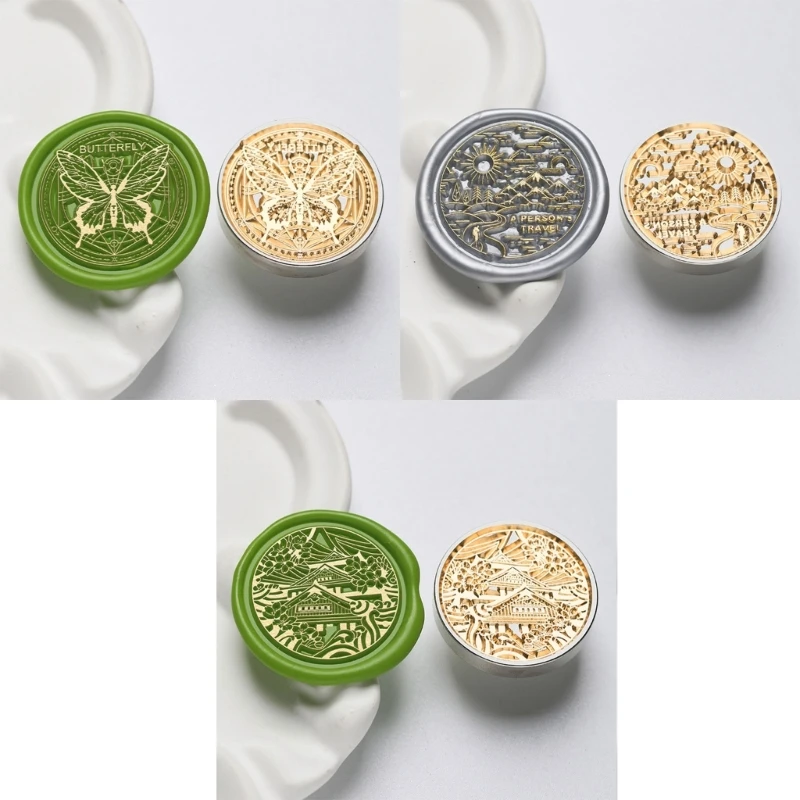 

5Pcs Deer Butterfly Flower Embossed Seal Stamp Replaceable Seal Stamp Head for Invitations, Scrapbooking Embellishments 203C