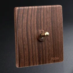 High Quality Vintage Toggle Switch Wood Color 1-4 Gang 2 Way Brass Lever Single Dual Control Wall Light Switch Panel