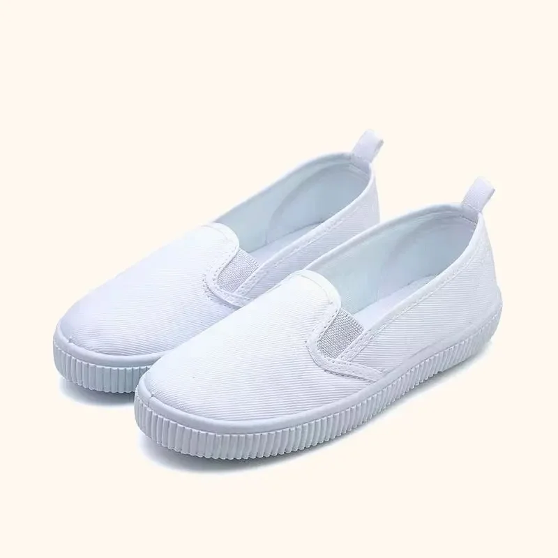 Kids Shoes Kindergarten Indoor Dance for Boys and Girls Students White Cloth Shoes for Children\'s ShoesCanvasVelcroPrimarySchool