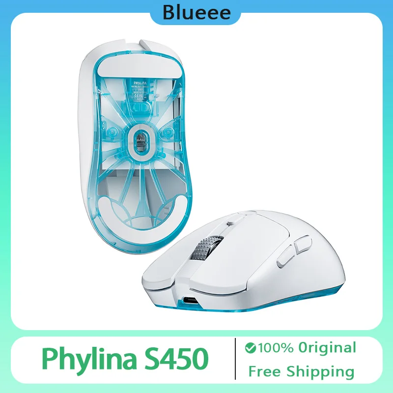 

Phylina S450 Gaming Mouse Wireless 2.4G USB Dual Mode Paw3395 26000dpi Lightweight Ergonomic Design Rechargeable Mice