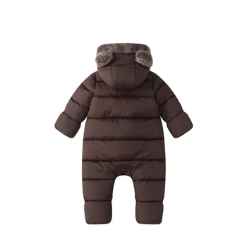 Baby Padded Jumpsuit Jacket Winter Boys Girls Thick Plus Velvet Rompers Kids Fleece Warm Hooded Bodysuits Coat 0-3 Years - Image 6