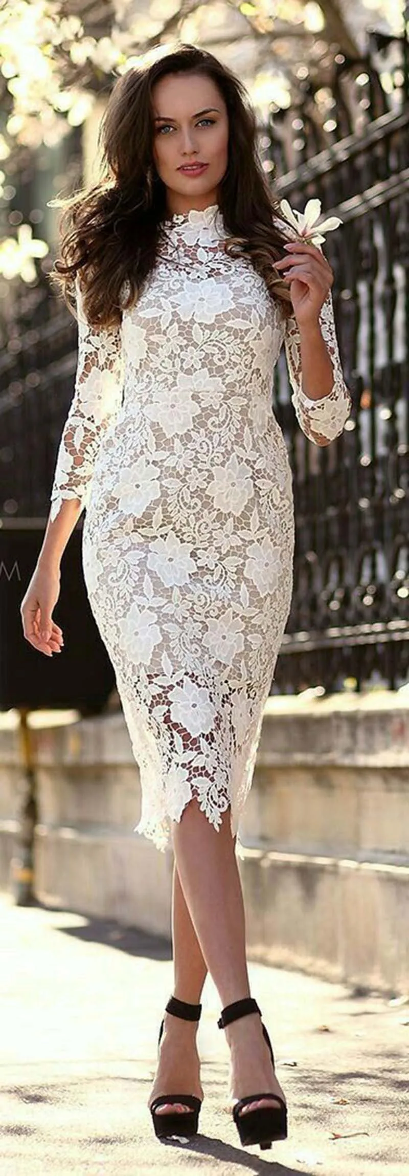 Robe de Mariée Élégante en Dentelle Brodée pour Femme, Tenue de Soirée à Col Haut, Sexy, Streetwear, Éducative