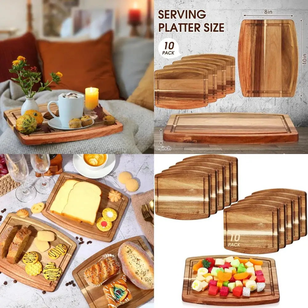 

Acacia Wood Cutting Boards Set of 10 for Laser Engraving, 8x10 Inches, Ideal for Dinner Plates, Chopping Boards, and Party Gifts