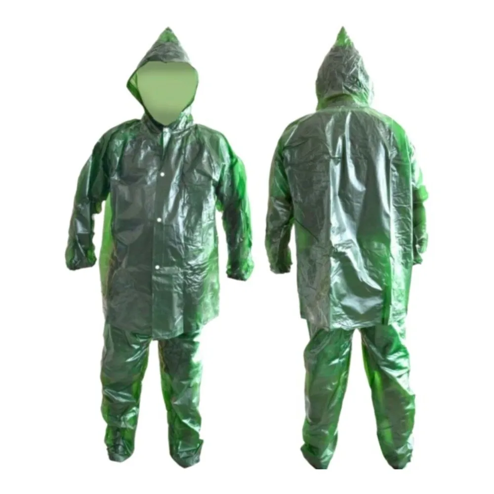 Thickened Unisex Raincoat Suit with Hood PVC Two-piece Adult Raincoat Water Proof Motorcycle Rain Coat Hiking Bike