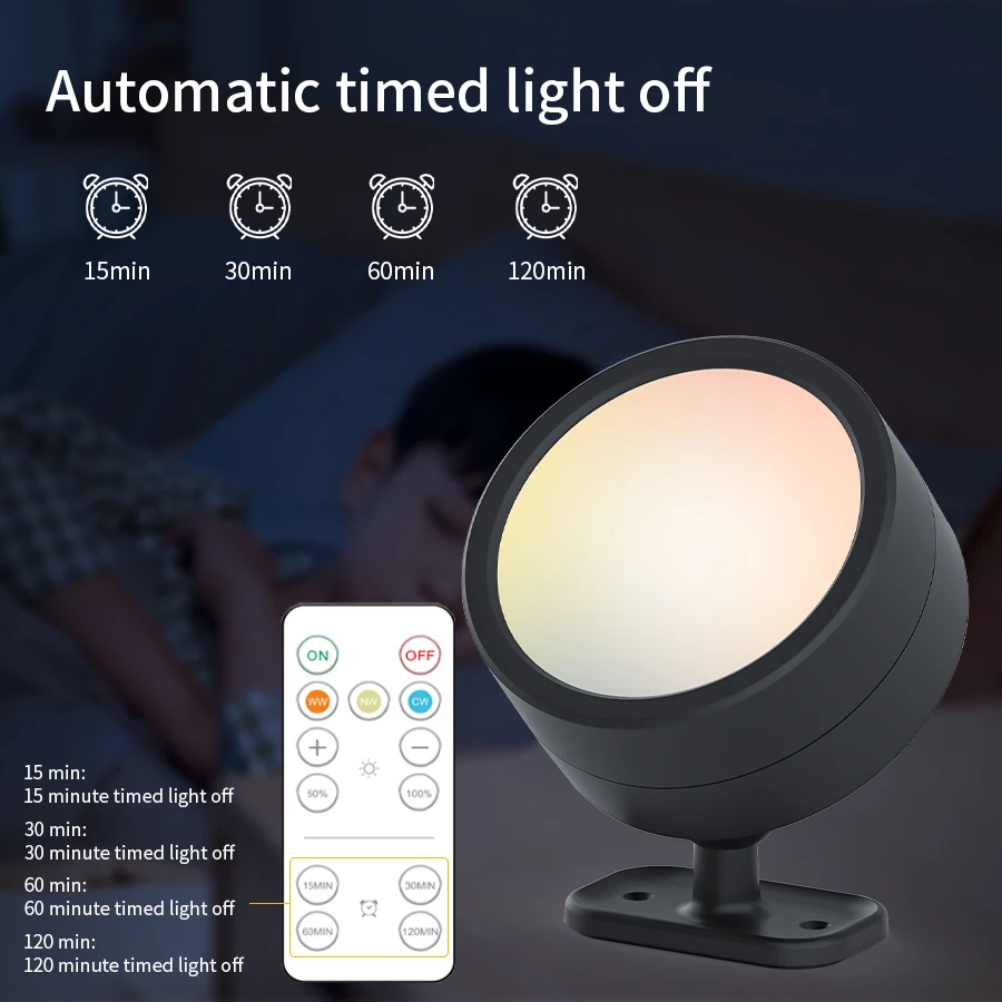 كشاف LED مغناطيسي مع 360 درجة °   دوران اللمس التحكم عن بعد القابلة لإعادة الشحن الجدار ضوء خزانة أضواء السرير القراءة مصباح الليل