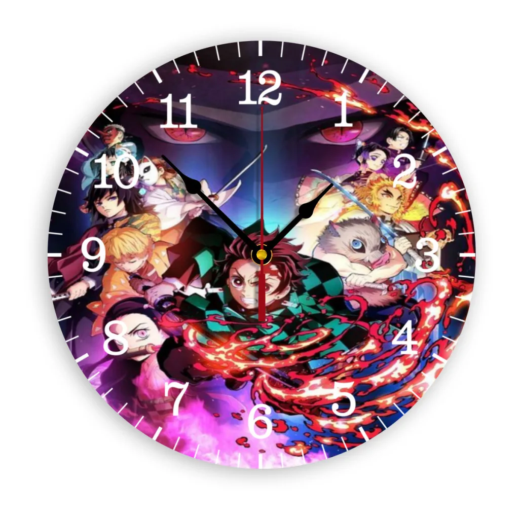 Demon Slayer Graphic Anime Wall Clock Modern 3D for Home Office Hotel Restaurant School Decoration