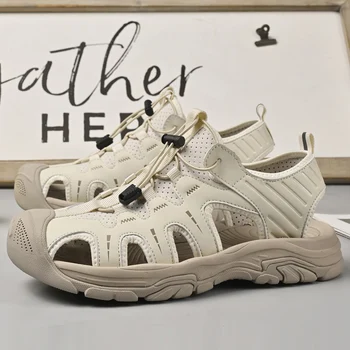 WAERTA genuine leather men sandals simple summer shoes men leisure beach sandals men's lightweight outdoor cool casual sandals