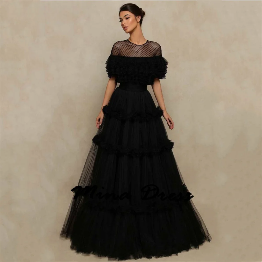 Mina Customized Layered Dress Elegant Party Dresses 2024 for Wedding Guest Dress Women O Collar Black Graduation Dresses Woman