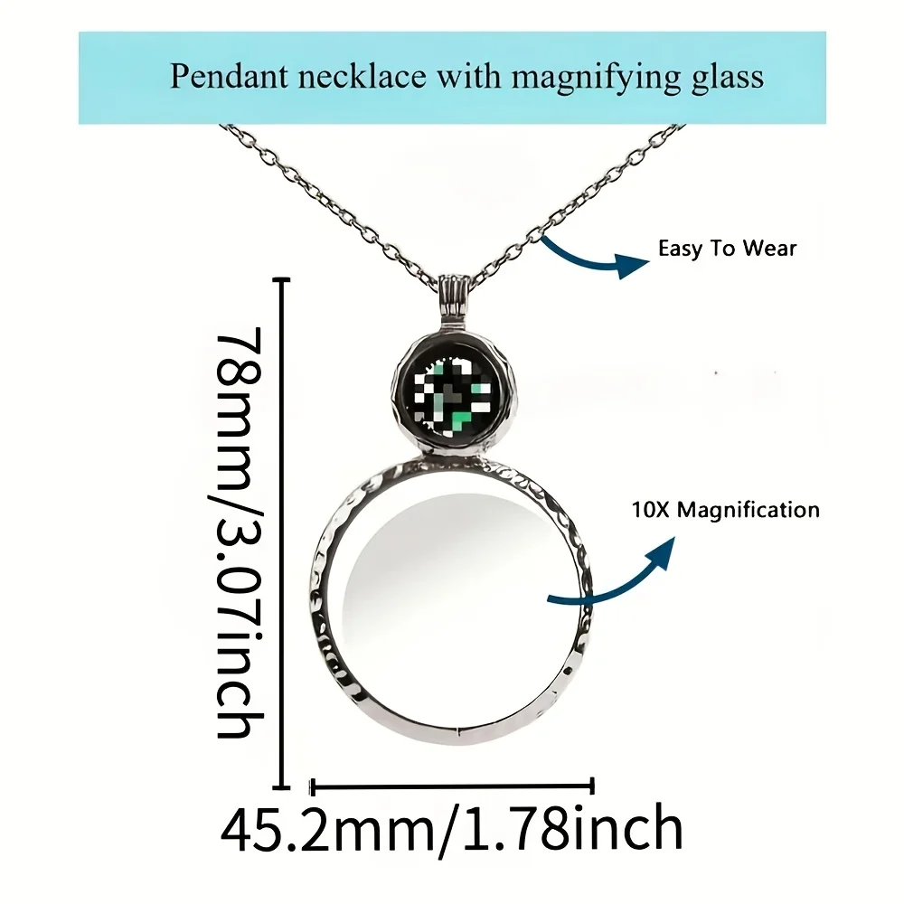 1pc Metal Magnifying Glass Pendant Reader Text Magnifying Glass Sweater Chain Pendant Magnifying Glass Elders Gift