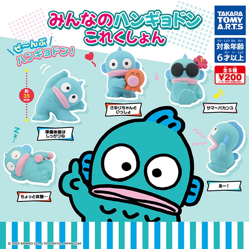 5pcs/set Takara Tomy Genuine Sanrioed Hangyodon Cute Cartoon A Set of Cute Half Fish Man Gashapon Gift for Adults and Children