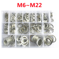 395Pcs 17 Sizes Aluminum Flat Gasket Washer Set M6 M8 M10 M12 M14 M16 to M22 Car Engine Oil Drains Plug Aluminum Washer Gasket