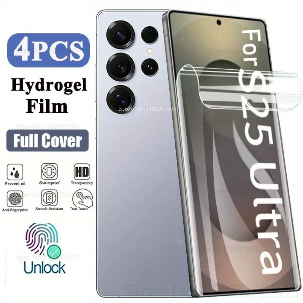 

4Pcs Hydrogel Film for Samsung Galaxy S25 Ultra S25 Plus S23 Ultra S24 FE Screen Protector for Samsung S25 FE S20 S21 S22 Ultra