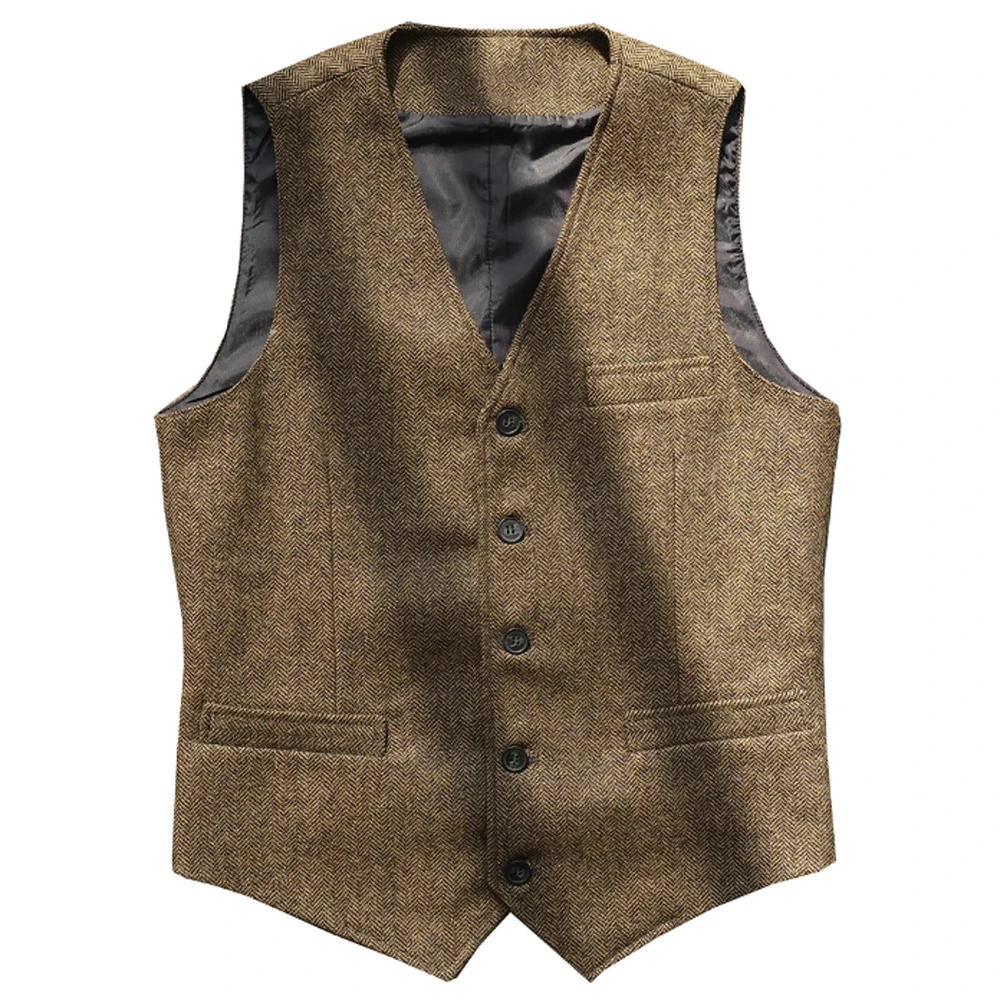 

Vintage Casual Mens Dress Suit Vest Wedding Waistcoat Sleeveless Business Man Blazer Weskit Man European Overvests Plus Size 5XL