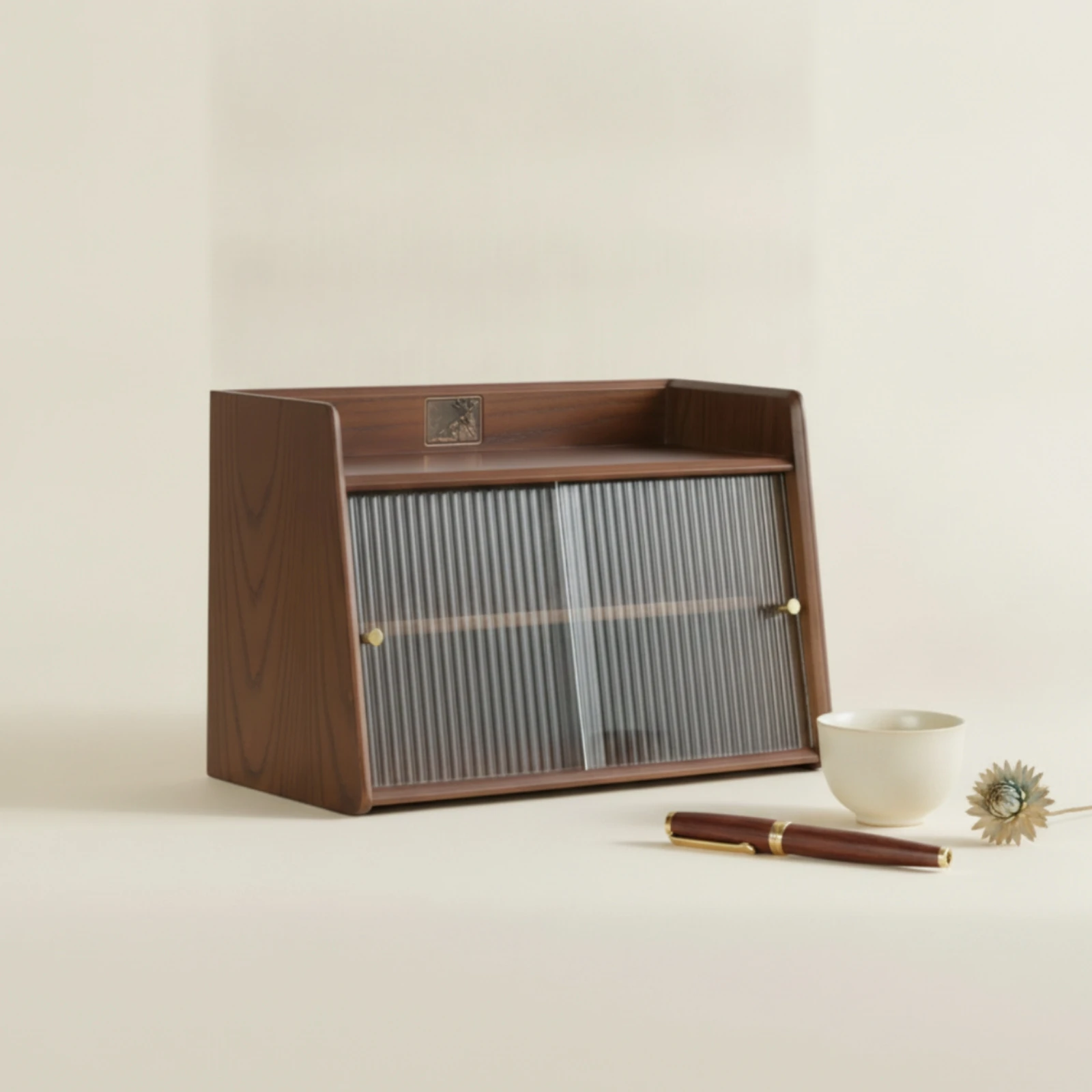 Display Cabinet with Glass Door Compact Countertop Storage Cabinet Furniture Small Multi-Purpose for Tea Station