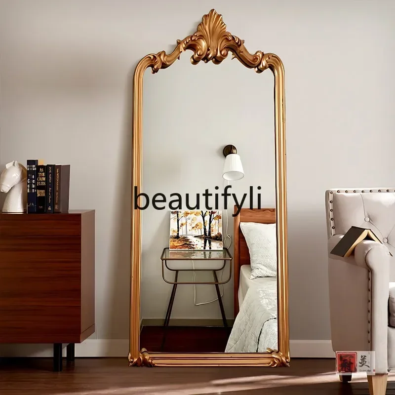 

ssK178 ss25 ss French retro carved full-length mirror wall-mounted full-length mirror European wall-mounted floor-to-ceiling fit